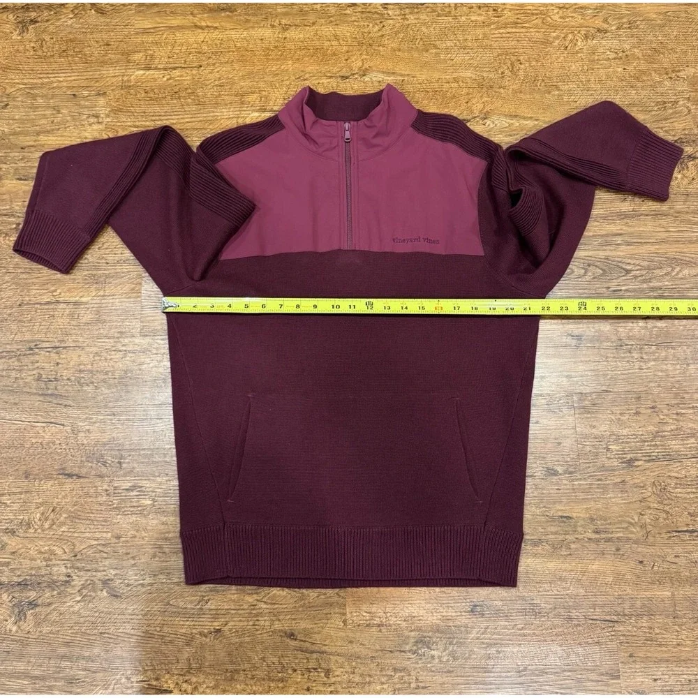 Vineyard Vines Burgundy‎ Red Wool 1/4 Zip Sample Golf Pullover Sweater Men's Med